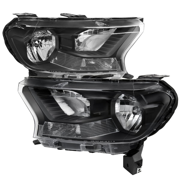Spec-D Tuning OE STYLE HALOGEN HEADLIGHTS WITH BLACK HOUSING AND CLEAR LENS, 2PK LH-RAN19JM-RS - main
